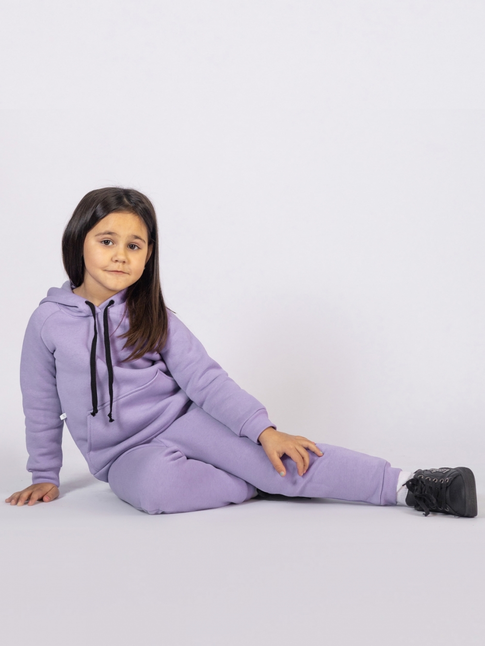 296-СР. Свитшот с капюшоном  + Штаны, хлопок 65%, 35% ПЭ, 3-х нитка (начес) сирень 146,152,158