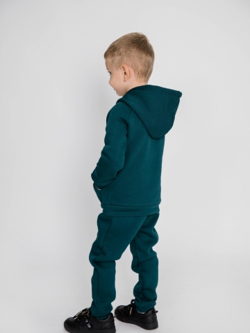 296-И. Свитшот с капюшоном + Штаны, хлопок 65%, 35% ПЭ, 3-х нитка (начес) изумрудный 98,104,110,116